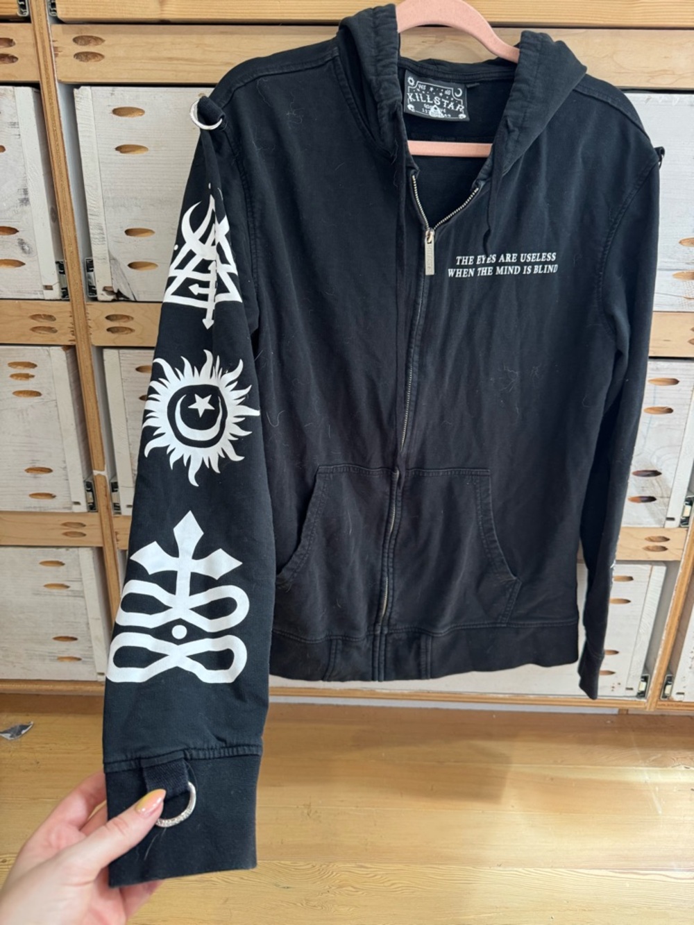 Killstar Black Hoodie with White Label Graphic